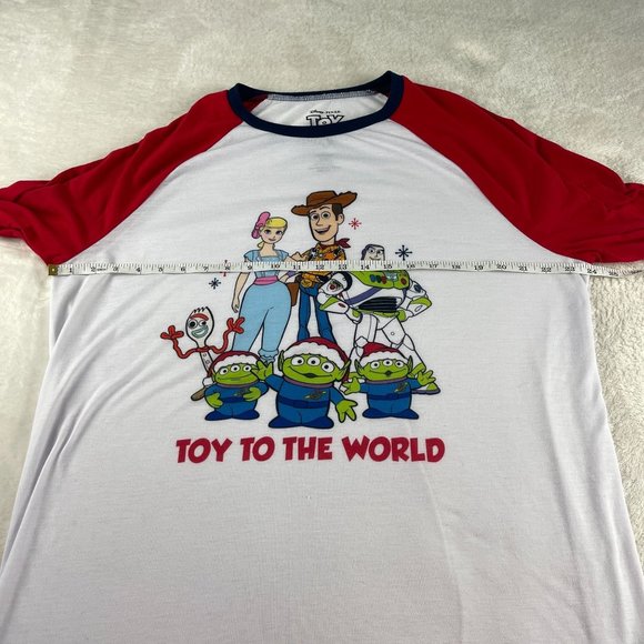 Disney Pixar Toy Story 4 Pajama Top Size L White Toy To The World Raglan Sleeve - Picture 5 of 11